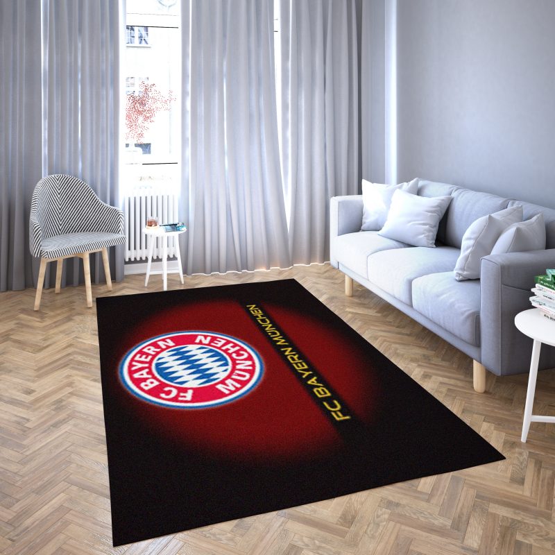 Bayern Carpet Area Rug Mit Dunklem Logo Im Wohnzimmerbereich